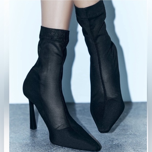 🔥last call! NWT Zara Heeled Mesh boots size 7,5 - Picture 3 of 9